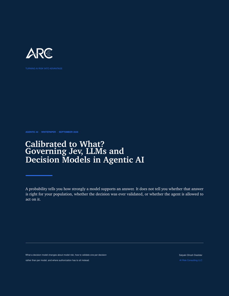 Cover of Calibrated to What? Governing Jev, LLMs and Decision Models in Agentic AI